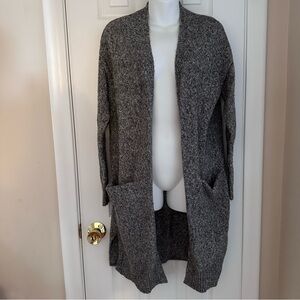 Old Navy Women’s Size S Longline Open-Front Cardigan Gray Marled Knit Pockets